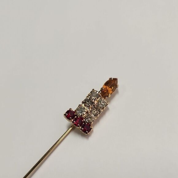 Candle Gold and Red Stick Pin - Picture 2 of 5